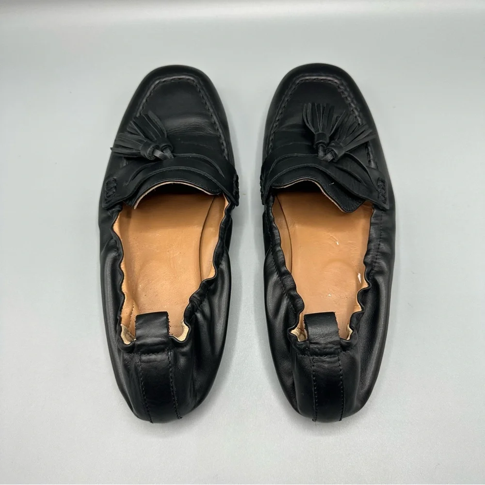 AQUATALIA Journee Tassel Loafer Flats Black Leather Womens Size 8